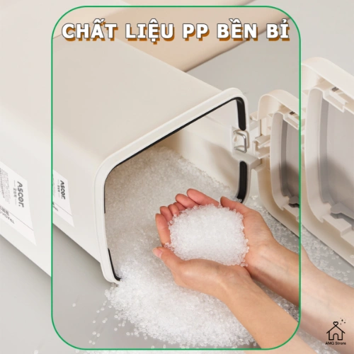 Thùng Rác Chữ Nhật AS 8-10-15 Lít - 2 Nắp Với Nắp Bật Chân Và Nắp Nhấn Tay - Dung Tích Lớn - TR2