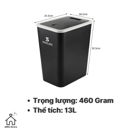 Thùng Rác Nắp Bật 13 Lít, Nắp Có Nhấn Nút Thiết Kế Đẹp Và Thể Tích Lớn Cho Nhiều Phòng TR3