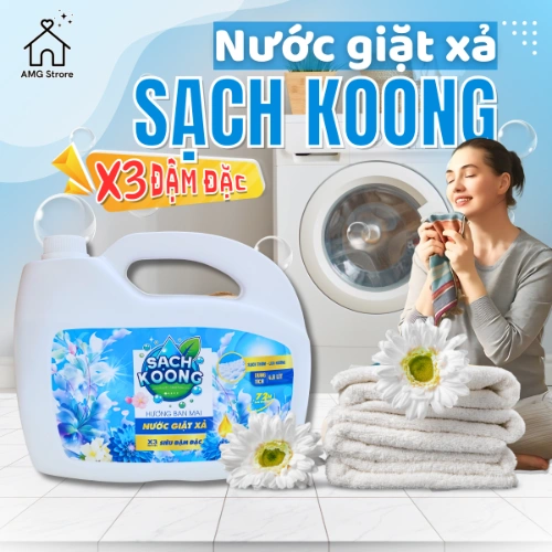 Nước Giặt Xả SẠCH KOONG Hương Ban Mai Tươi Mát Thanh Lịch, Lưu Hương Dài Lâu, Đánh Bay Vết Bẩn Cứng Đầu, 4.8KG-4.5L SẠCH KOONG