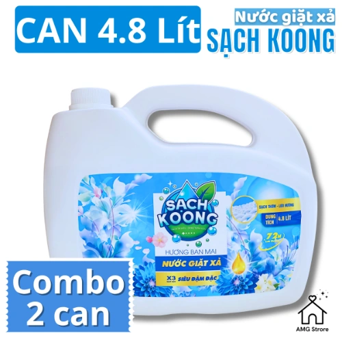 Nước Giặt Xả SẠCH KOONG Hương Ban Mai Tươi Mát Thanh Lịch, Lưu Hương Dài Lâu, Đánh Bay Vết Bẩn Cứng Đầu, 4.8KG-4.5L SẠCH KOONG