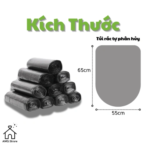 [COMBO] 3 Cuộn Túi Rác Tự Phân Hủy - Size Lớn 55*65 cm - Thân Thiện Với Môi Trường - TB3