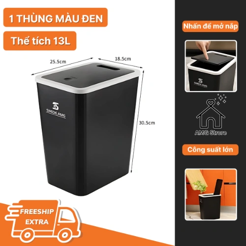 Thùng Rác Nắp Bật 13 Lít, Nắp Có Nhấn Nút Thiết Kế Đẹp Và Thể Tích Lớn Cho Nhiều Phòng TR3
