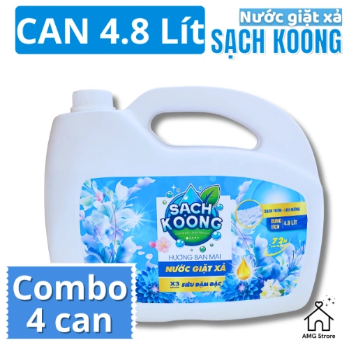 Nước Giặt Xả SẠCH KOONG Hương Ban Mai Tươi Mát Thanh Lịch, Lưu Hương Dài Lâu, Đánh Bay Vết Bẩn Cứng Đầu, 4.8KG-4.5L SẠCH KOONG